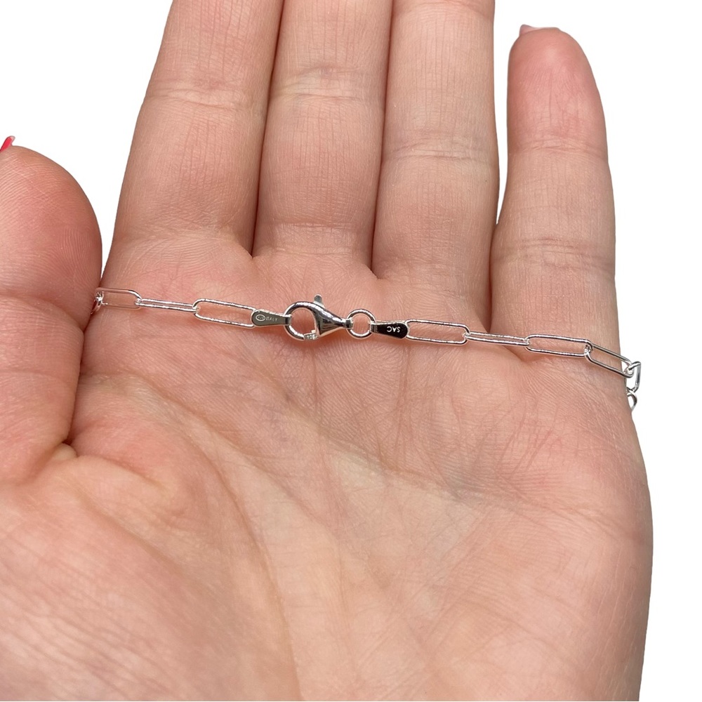 18” Sterling Silver Paperclip Chain Link Necklace Solid 925 Italy Paper Clip - Picture 6 of 9